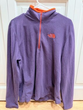 The North Face Purple Fleece Pullover with Orange Trim